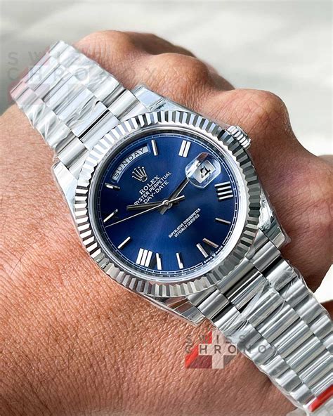 rolex day date blue leather|rolex day date models.